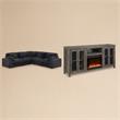 Pemberly Row Set of 2 - Fireplace TV Console and Modular Sectional Sofa
