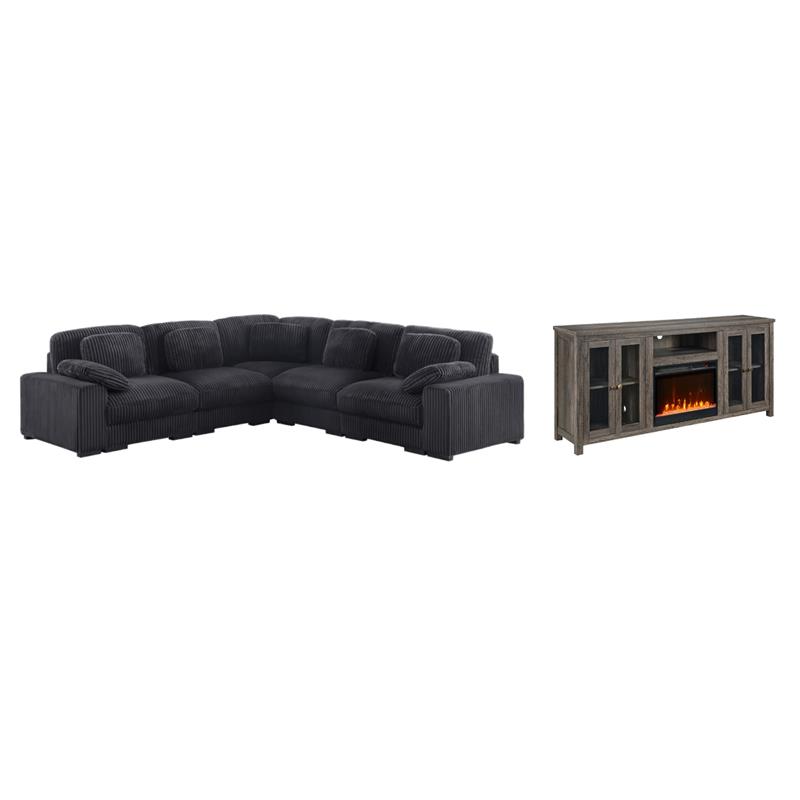 Pemberly Row Set of 2 - Fireplace TV Console and Modular Sectional Sofa