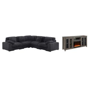 Pemberly Row Set of 2 - Fireplace TV Console and Modular Sectional Sofa