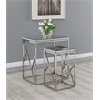 Pemberly Row 2-Piece Mirror Top Metal Frame Nesting Table in Silver