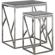 Pemberly Row 2-Piece Mirror Top Metal Frame Nesting Table in Silver