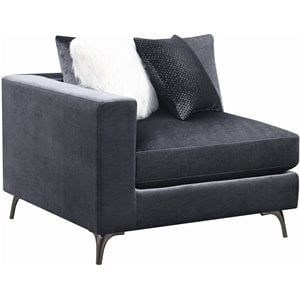 Pemberly Row Velvet LAF/RAF Arm Chair with Metal Leg in Charcoal