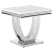 Pemberly Row Metal U-base Square End Table in White and Chrome