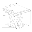 Pemberly Row Metal U-base Square End Table in White and Chrome