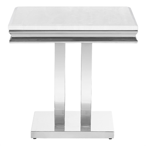 Pemberly Row Metal U-base Square End Table in White and Chrome