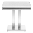 Pemberly Row Metal U-base Square End Table in White and Chrome