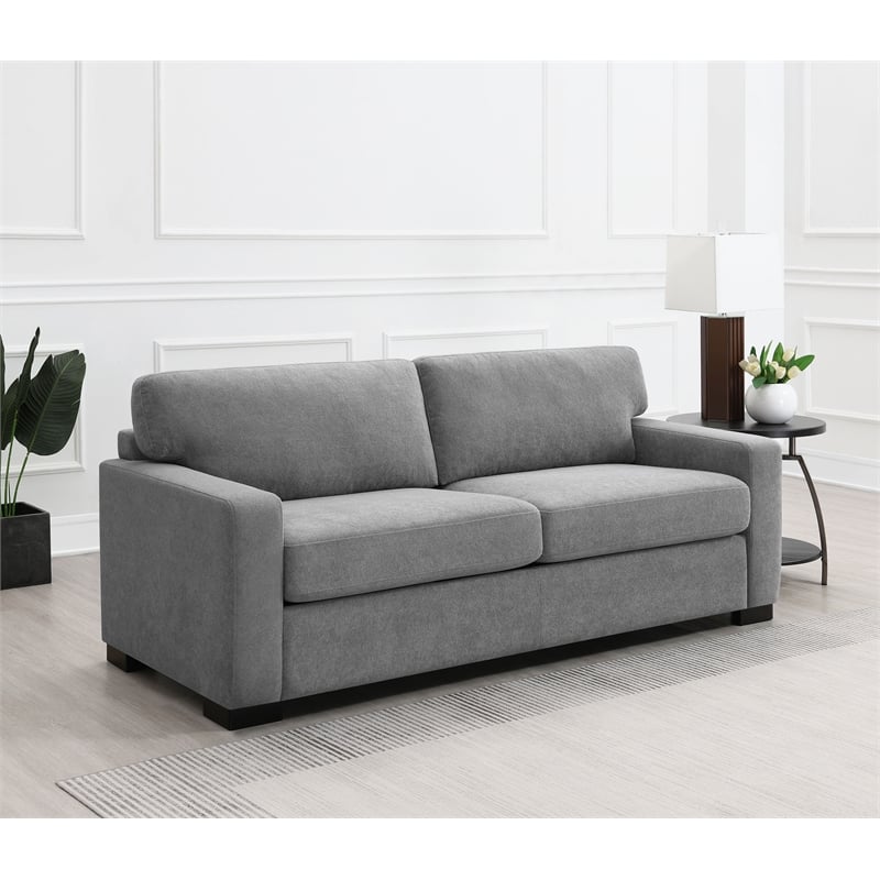 Pemberly Row Upholstered Sofa Sleeper with Queen Mattress in Grey