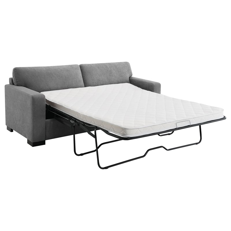 Pemberly Row Upholstered Sofa Sleeper with Queen Mattress in Grey