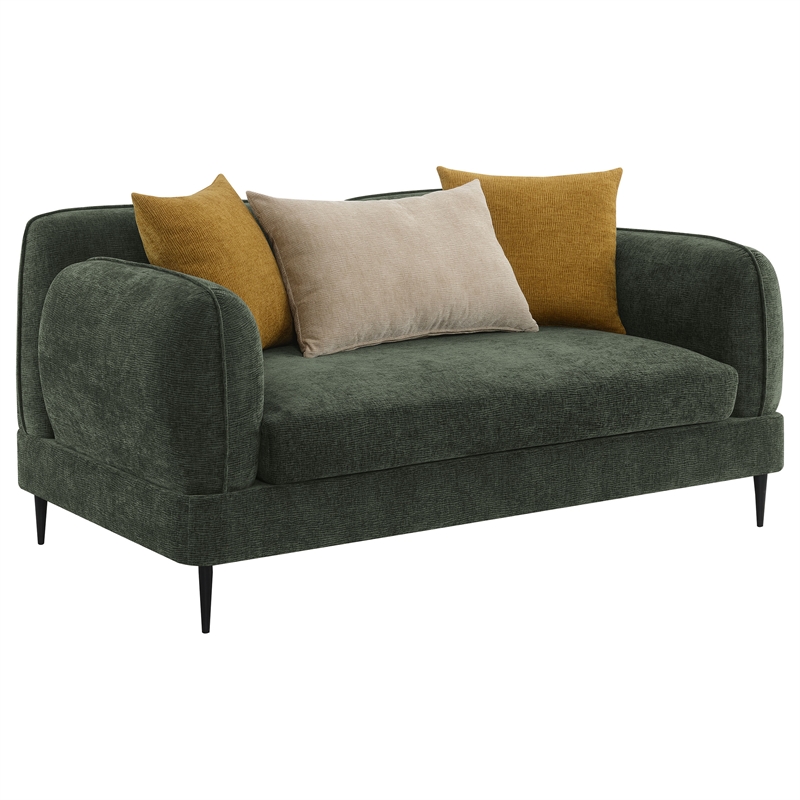 Pemberly Row 2-Piece Chenille Upholstered Sofa and Loveseat Set in Green