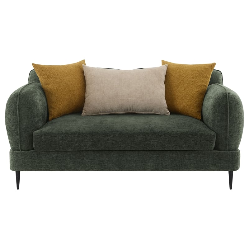 Pemberly Row 2-Piece Chenille Upholstered Sofa and Loveseat Set in Green