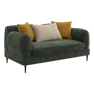 Pemberly Row Chenille Upholstered Modern Track Arm Loveseat in Green