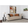 Pemberly Row Chenille Upholstered Sculpted Track Arm Sofa in Latte