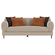 Pemberly Row Chenille Upholstered Sculpted Track Arm Sofa in Latte