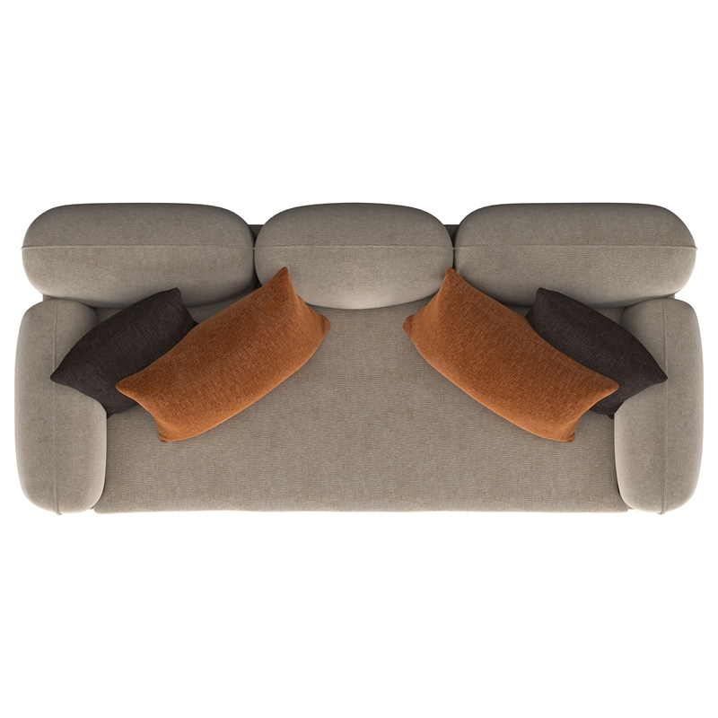 Pemberly Row Chenille Upholstered Sculpted Track Arm Sofa in Latte