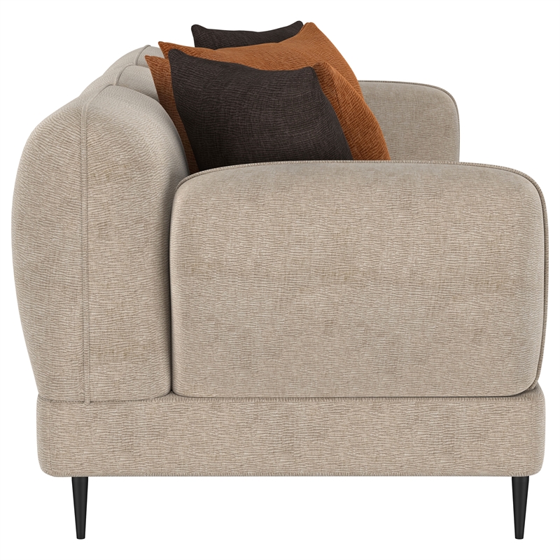 Pemberly Row 2-Piece Chenille Upholstered Sofa and Loveseat Set in Latte