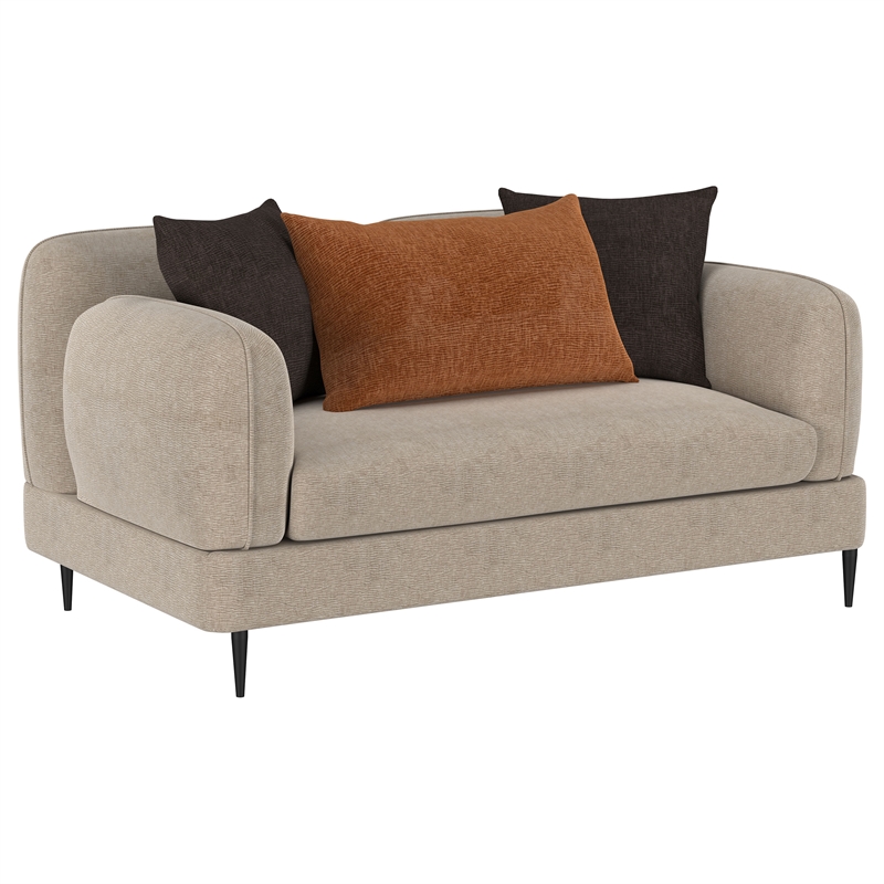 Pemberly Row 2-Piece Chenille Upholstered Sofa and Loveseat Set in Latte