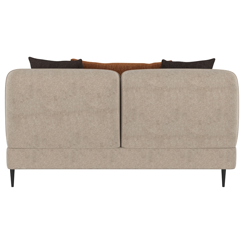 Pemberly Row Chenille Upholstered Sculpted Track Arm Loveseat in Latte