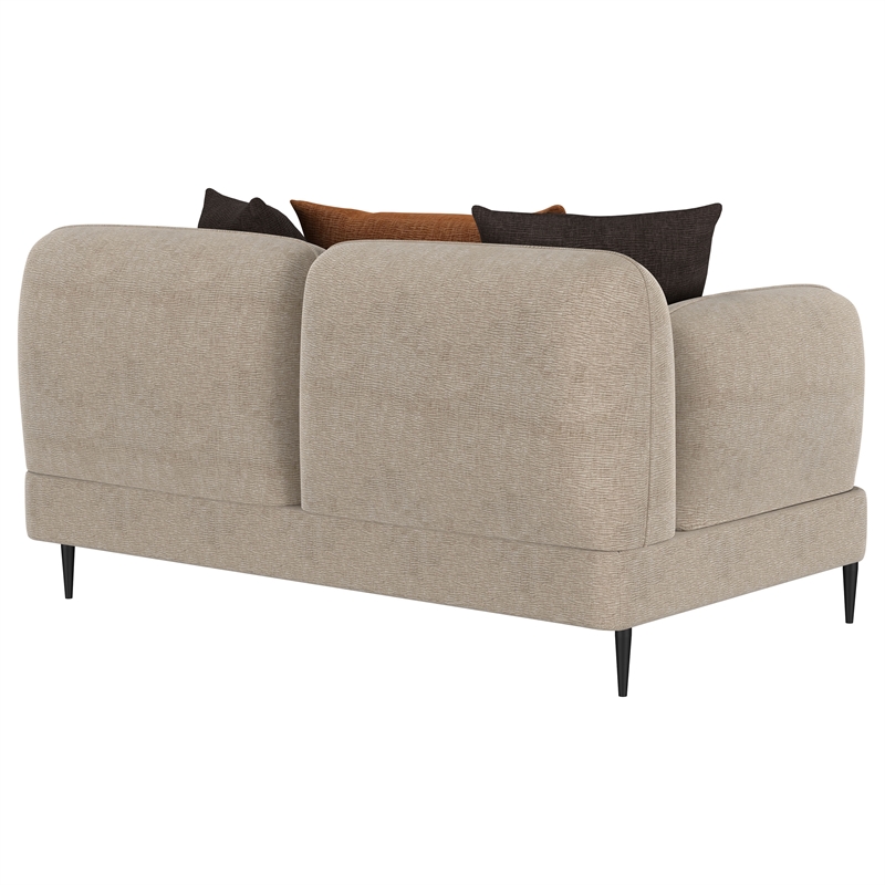 Pemberly Row Chenille Upholstered Sculpted Track Arm Loveseat in Latte