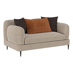 Pemberly Row Chenille Upholstered Sculpted Track Arm Loveseat in Latte
