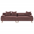 Pemberly Row Corduroy Upholstered Extra Long Sofa in Wine Red
