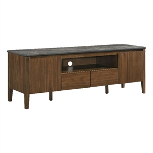 Pemberly Row 63&quot 2-Door Mid-Century Wood SmartTop TV Stand in Brown/Gray