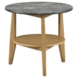 Pemberly Row 2-Piece Round Wood Coffee Table Set in Gray/Natural