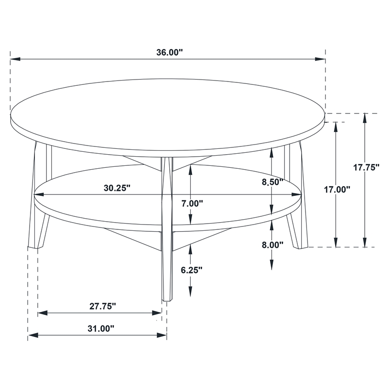 Pemberly Row 3-Piece Round Wood Coffee Table Set in Gray/Natural