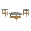 Pemberly Row 3-Piece Round Wood Coffee Table Set in Gray/Natural