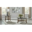 Pemberly Row 2-Piece Round Wood Coffee Table Set in Smokey Gray/Brown