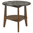 Pemberly Row 2-Piece Round Wood Coffee Table Set in Smokey Gray/Brown
