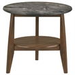 Pemberly Row 2-Piece Round Wood Coffee Table Set in Smokey Gray/Brown