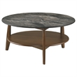 Pemberly Row 2-Piece Round Wood Coffee Table Set in Smokey Gray/Brown