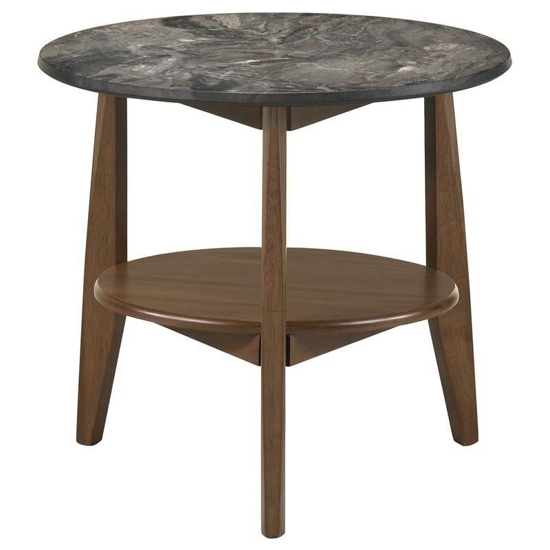 Pemberly Row 3-Piece Round Wood Coffee Table Set in Smokey Gray/Brown