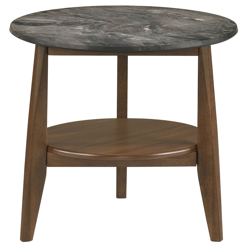 Pemberly Row 3-Piece Round Wood Coffee Table Set in Smokey Gray/Brown