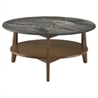 Pemberly Row 3-Piece Round Wood Coffee Table Set in Smokey Gray/Brown