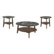 Pemberly Row 3-Piece Round Wood Coffee Table Set in Smokey Gray/Brown