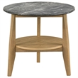 Pemberly Row Round SmartTop Wood End Side Table in Gray/Natural