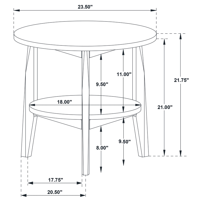 Pemberly Row Round SmartTop Wood End Side Table in Smokey Gray/Dark Brown