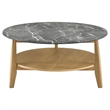 Pemberly Row Round SmartTop Wood Coffee Table in Gray/Natural