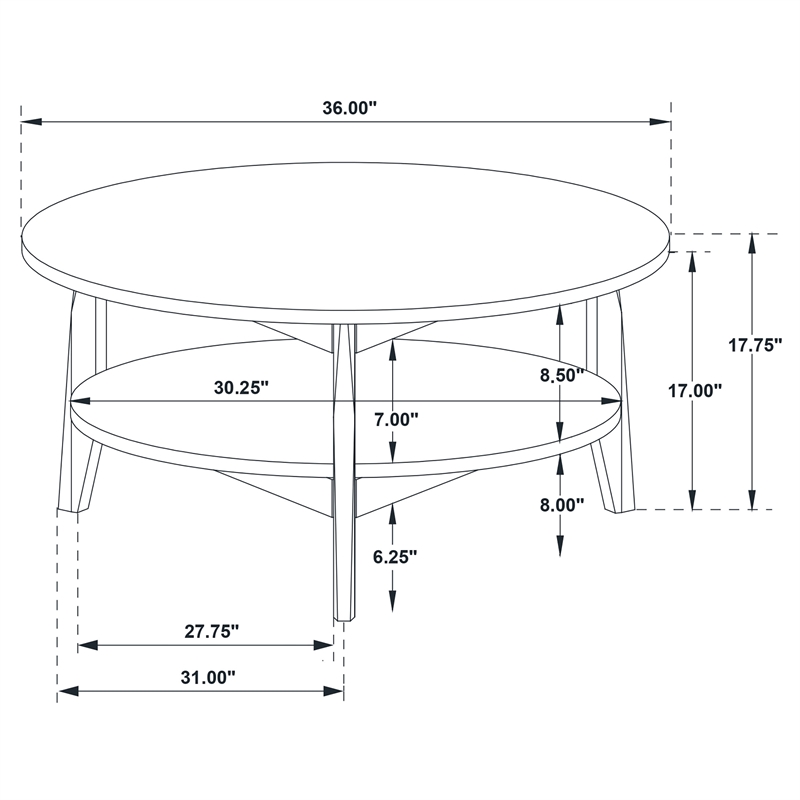 Pemberly Row Round SmartTop Wood Coffee Table in Gray/Natural