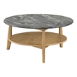 Pemberly Row Round SmartTop Wood Coffee Table in Gray/Natural