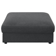 Pemberly Row Square Upholstered Ottoman in Charcoal Linen-Blend Fabric