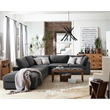 Pemberly Row Square Upholstered Ottoman in Charcoal Linen-Blend Fabric