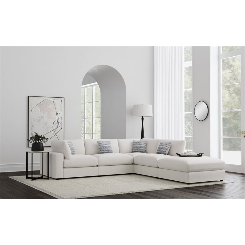 Pemberly Row 5-Piece Upholstered Modular Sectional Sofa in Beige