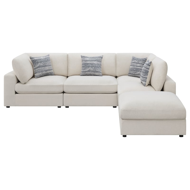 Pemberly Row 5-Piece Upholstered Modular Sectional Sofa in Beige