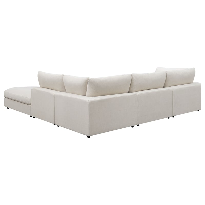 Pemberly Row 5-Piece Upholstered Modular Sectional Sofa in Beige