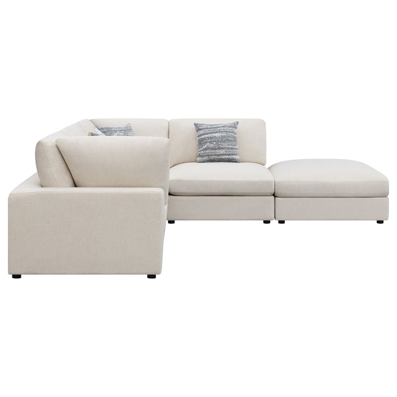 Pemberly Row 5-Piece Upholstered Modular Sectional Sofa in Beige
