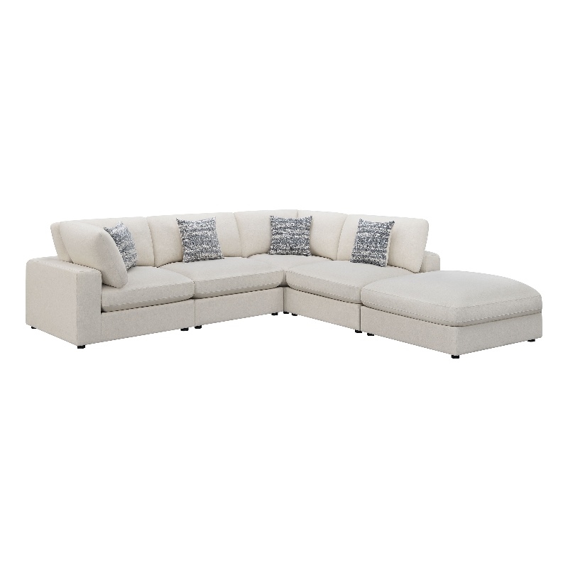 Pemberly Row 5-Piece Upholstered Modular Sectional Sofa in Beige