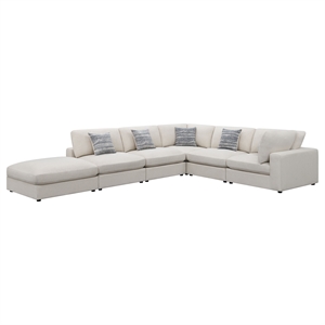 Pemberly Row 6-Piece Upholstered Modular Sectional Sofa in Beige