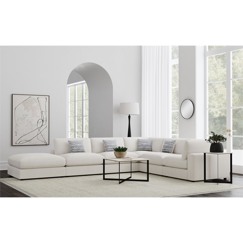 Pemberly Row 6-Piece Upholstered Modular Sectional Sofa in Beige
